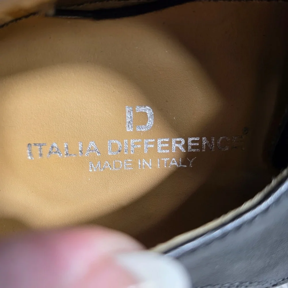 Italia Difference Mens Black Leather Oxford‎ Dress Shoes Made in Italy EU 42 NEW
